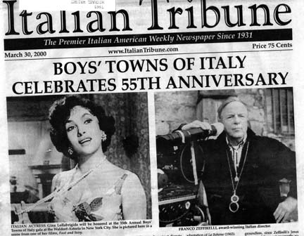 Gina on cover of Italian Tribune