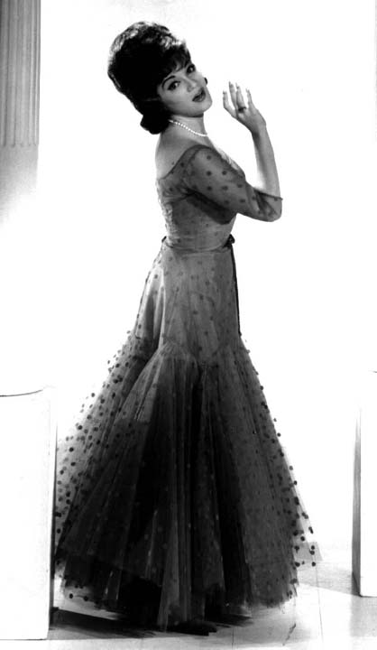 Connie in full length Don Loper gown