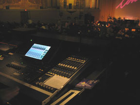Soundboard console overlooking theatre