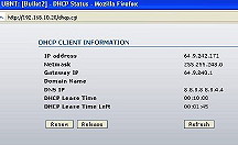 Bullet DHCP status window